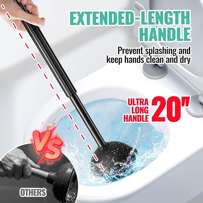 3PACK 4 in 1 Toilet Brush and Plunger Set - Image 3