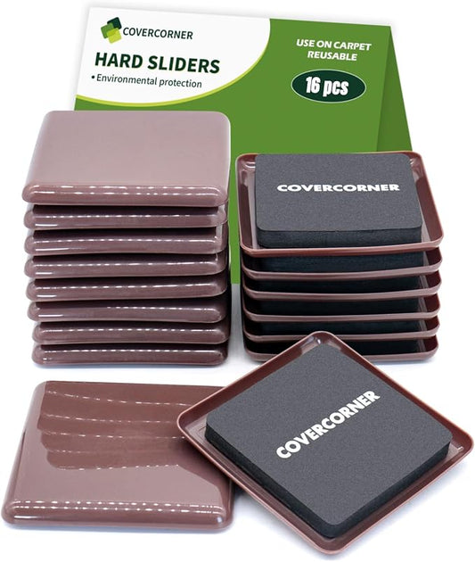 Furniture Sliders for Carpet 16 PCS by COVERCORNER