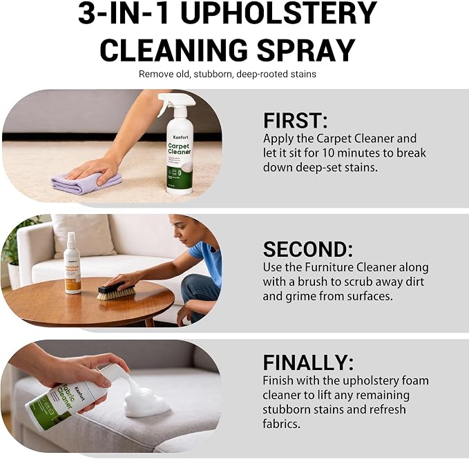 Carpet & Upholstery Cleaner 5-Piece Set, Fast Action Stain Remover - Image 7