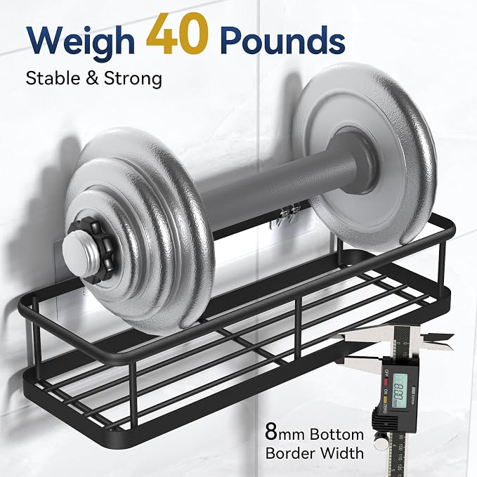 YASONIC Shower Caddy Adhesive, No Drill Bathroom Shower Organizers, - Image 2
