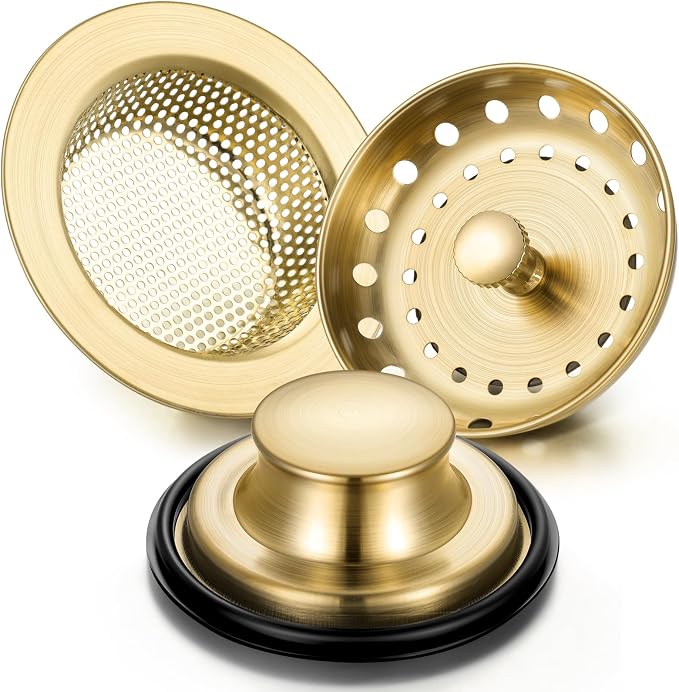 Mudder 3 Pcs Kitchen Sink Drain Strainer and Stopper Stainless Steel Garbage by Mudder