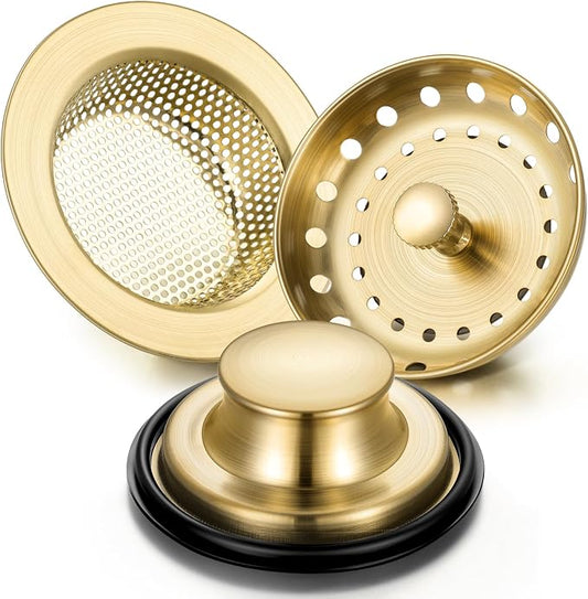 Mudder 3 Pcs Kitchen Sink Drain Strainer and Stopper Stainless Steel Garbage by Mudder
