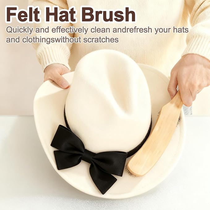 Felt Hat Brush, Felt Hat Cleaner Horse Hair Cowboy Hat Brush Cleaning Kit Hat - Image 4