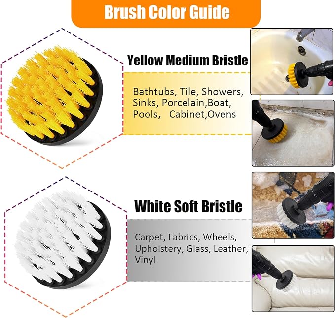 15Pcs Drill Brush Attachment Set, Drill Scrubber Brush Kit Include Soft Drill - Image 4