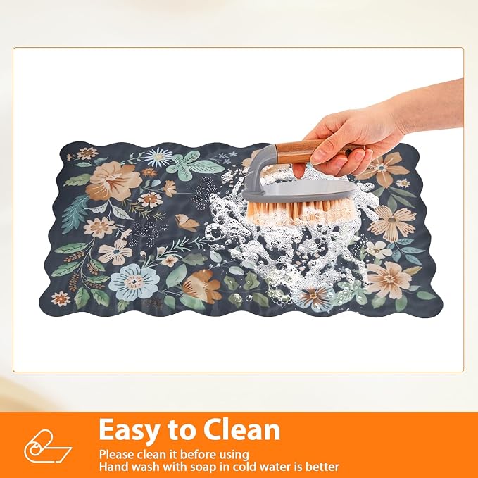 Scalloped Bohemian Coffee Bar Mat Dish Drying Mats - Image 3