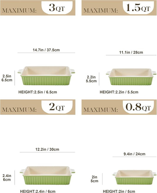 MALACASA Bakeware Set of 4, Porcelain Baking Pans Set - Image 2