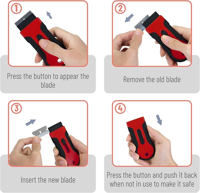 Bates- Razor Blade Scraper Tool, 2 Pack, 30 Extra Stainless Steel Blades - Image 4
