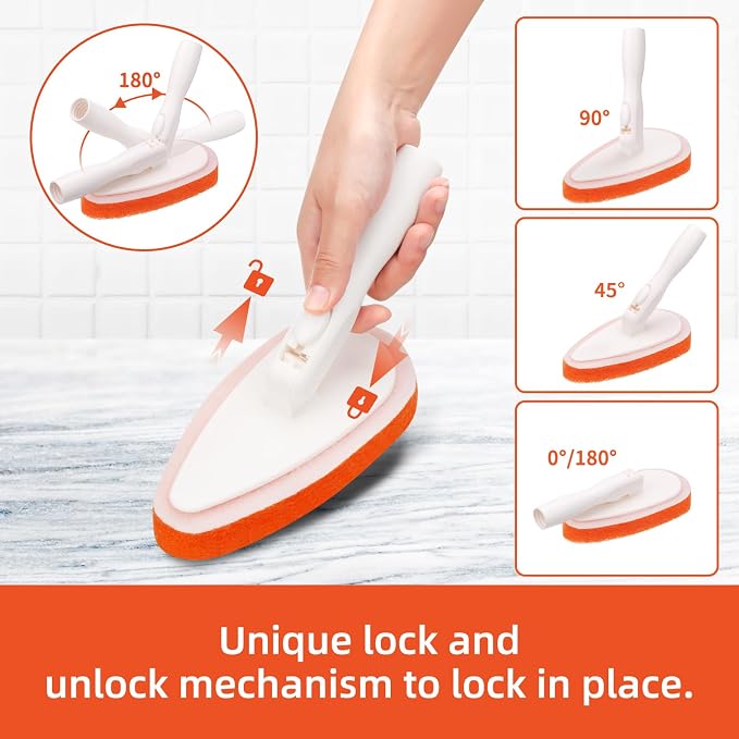 Qaestfy Bathtub Scrubber, Adjustable Long Handled Scrub Brush - Image 4