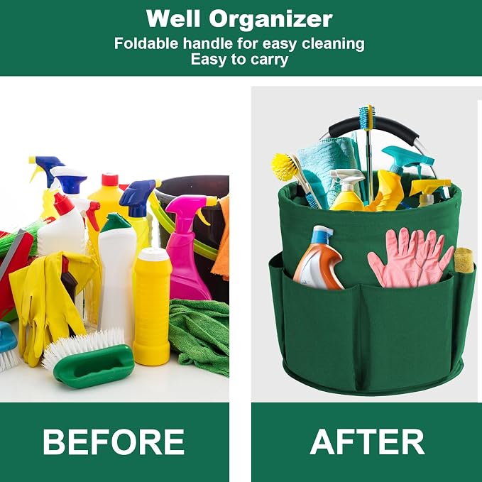 Cleaning Caddy with Handle, Cleaning Products Organiser, 17L Foldable Storage - Image 2