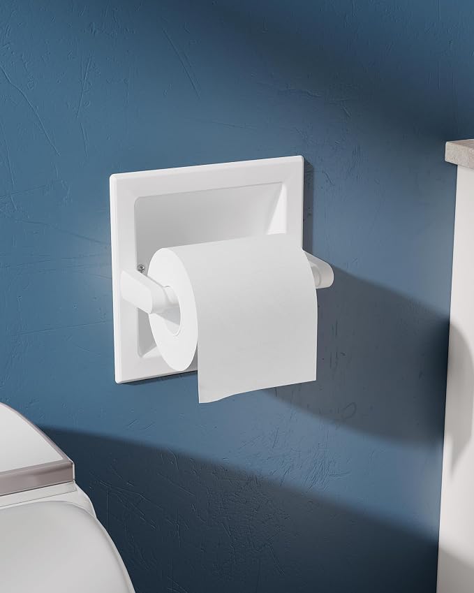 White Recessed Toilet Paper Holder - Image 3