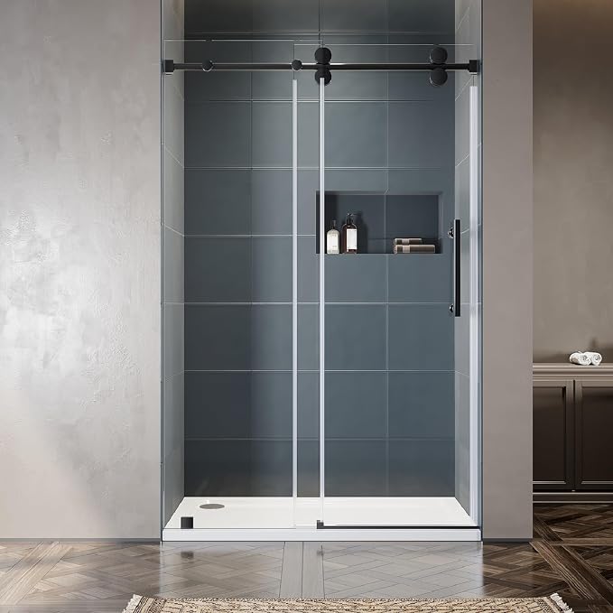 46-49 Inch x 76 Inch Sliding Frameless Shower Door, 3/8" Tempered Glass - Image 7