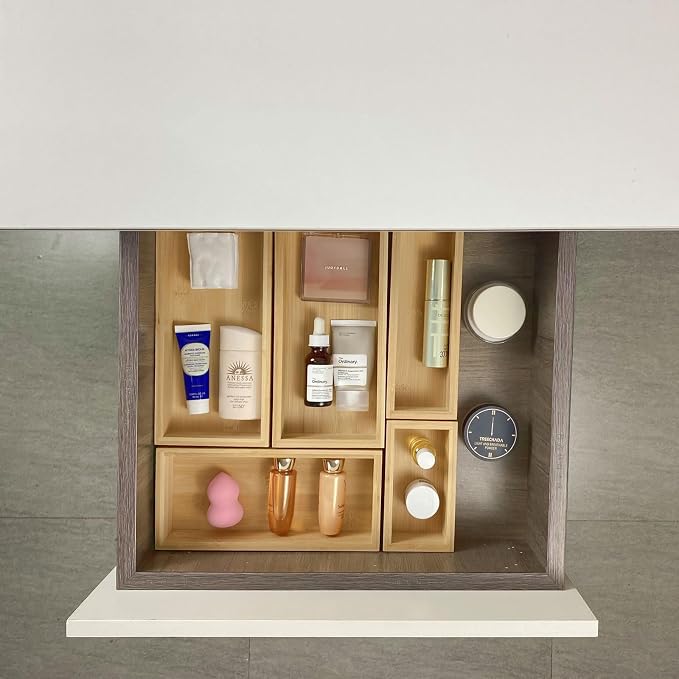 bamboo drawer organizer Set，expandable drawer dividers, wooden storage - Image 7