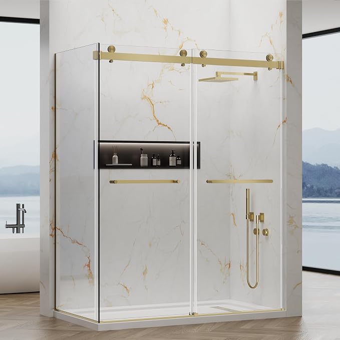 60x76 in Frameless Double Sliding Shower Door by YTSAHSTT