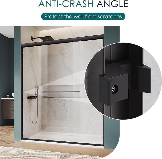 ELEGANT Double Sliding Shower Door 50-54" W x 72" H, Semi-Frameless Bypass - Image 7