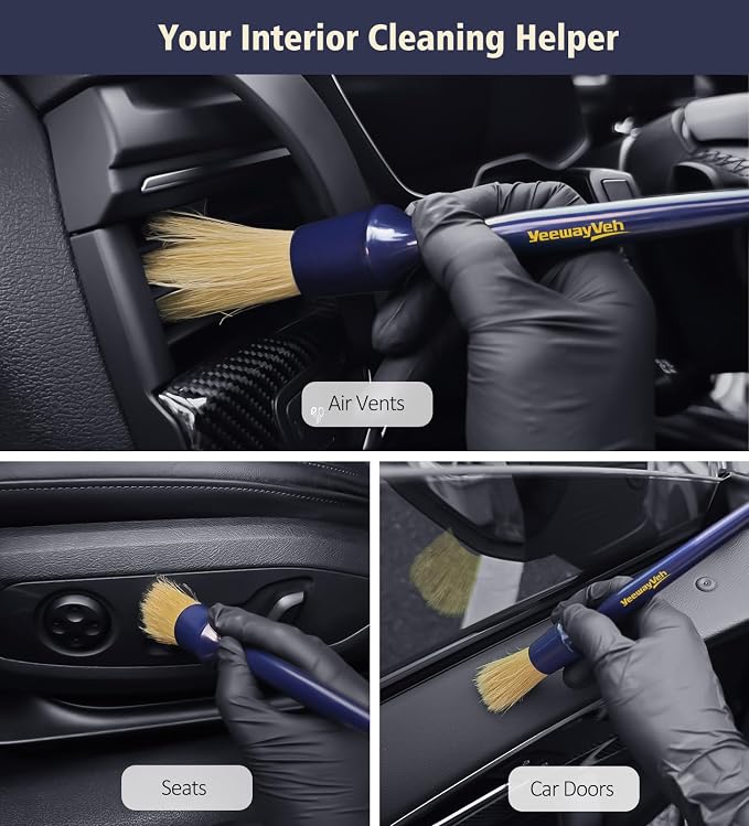YeewayVeh Car Detailing Brush Set, 3 Pack Ultra Soft Boars Hair Detailing - Image 4