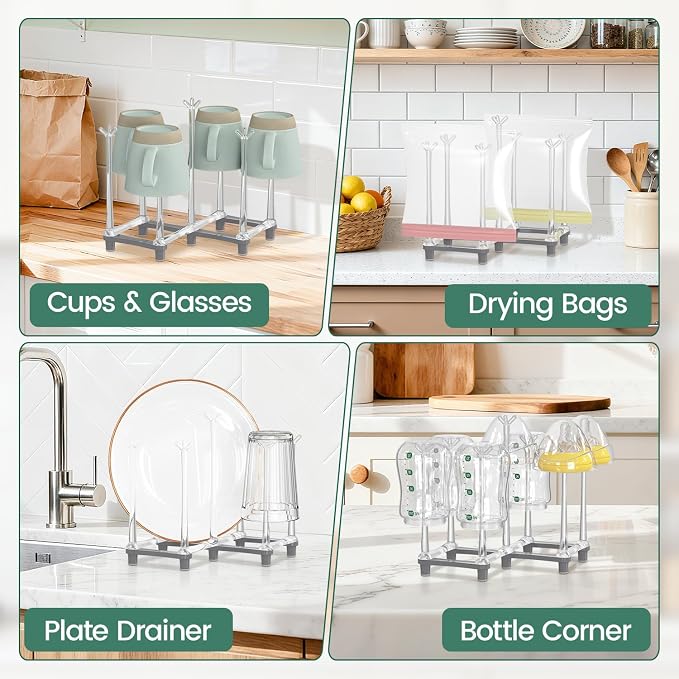 EsLuker.ly Baby Bottle Drying Rack Plastic Vertical Dryer Holder, Foldable - Image 7