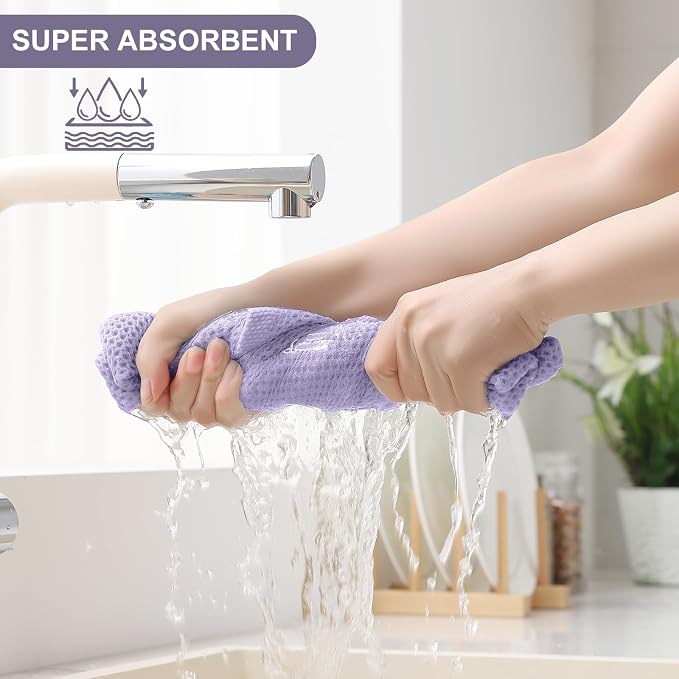 Homaxy 100% Cotton Kitchen Towels and Dishcloths Set, 12 x 12 Inches and 13 x - Image 3