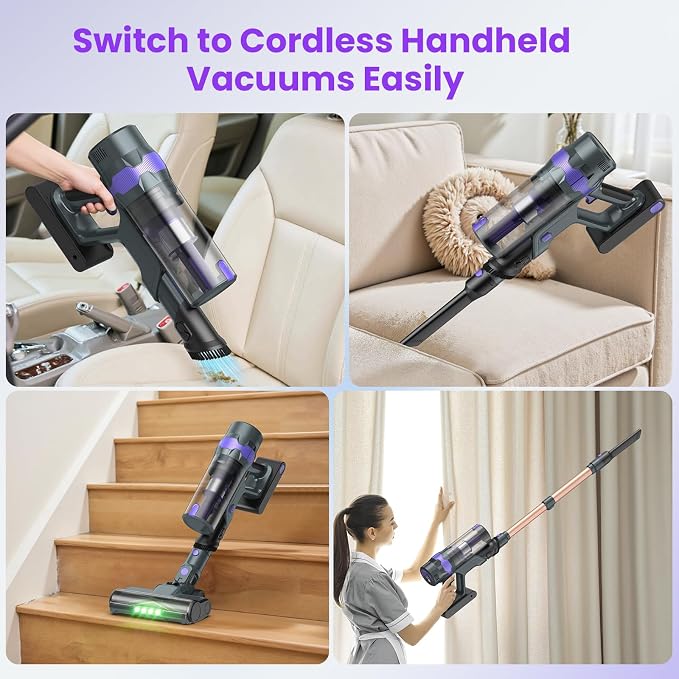 Cordless Vacuum Cleaner, 50Kpa Lightweight Cordless Stick Vacuum, 500W - Image 6