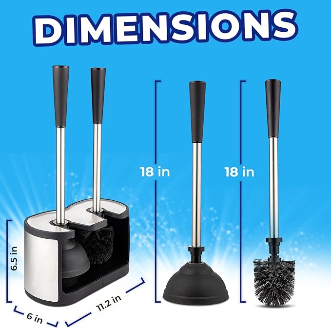 UMIEN 2 Pack Toilet Brush and Plunger Set 18-in - Image 3