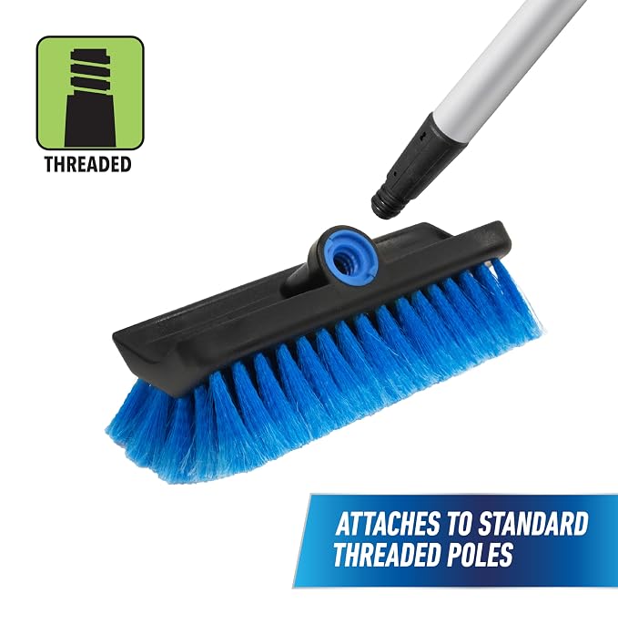 Unger Professional Lock-On HydroPower 10” Bi-Level Soft Wash Brush, Compatible - Image 10