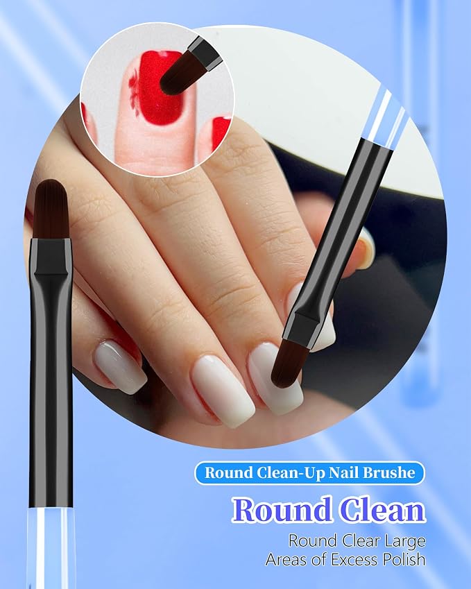3PCS Nail Art Clean Up Brushes, Round/Angled/flat Acetone Resistant Gel Nail - Image 5
