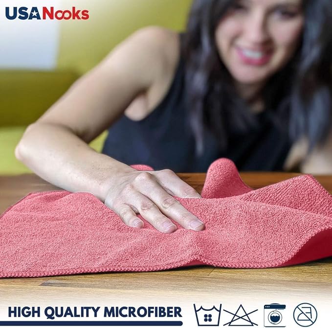 USANOOKS Microfiber Cleaning Cloth Light Pink - Image 4