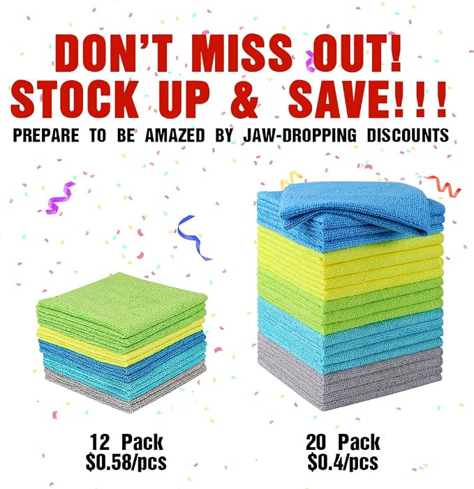 HOMEXCEL Microfiber Cleaning Cloths, 20 Pack Cleaning Rags - Image 5