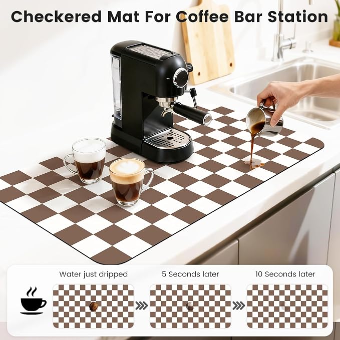 17" x 32" Checkered Dish Drying Mat - Image 4