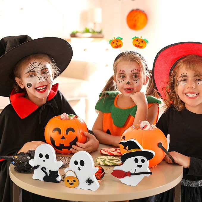 COCHIE Cute Ghost Halloween Decorations Indoor, Wooden Tiered Tray Decor Table - Image 5