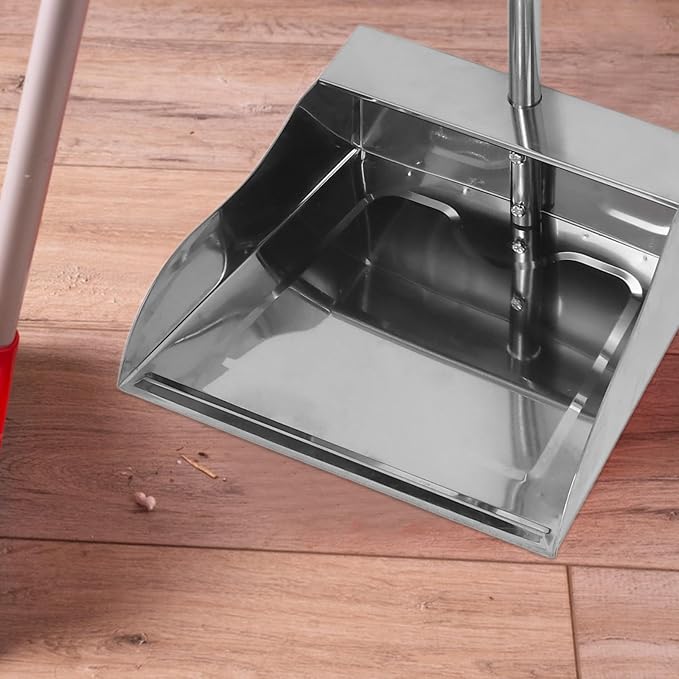 Stainless Steel Dustpan with Long Handle Large Heavy-Duty Garbage Shovel - Image 4