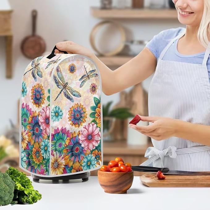 Boho Mandala Floral Blender Cover Washable Kitchen Toaster Cover Dragonfly Bread Maker Coffee Maker Protectiron Covers Size S