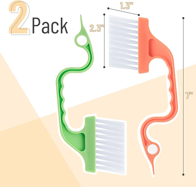 Slick- Window Track Cleaning Brush, 2 Pack, Built-in Scraper, Window Track - Image 2
