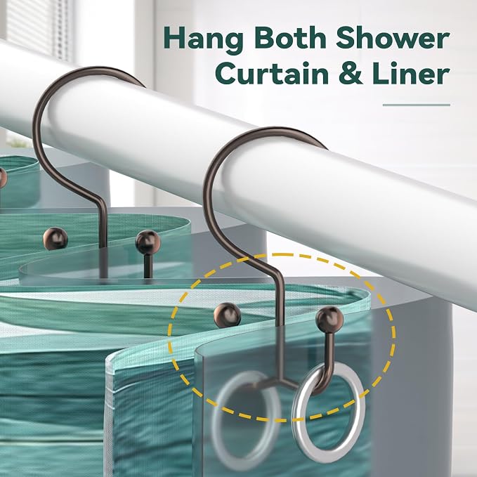 24 Pcs Shower Curtain Hooks, Goowin Shower Curtain Rings, Durable Rust Proof - Image 6