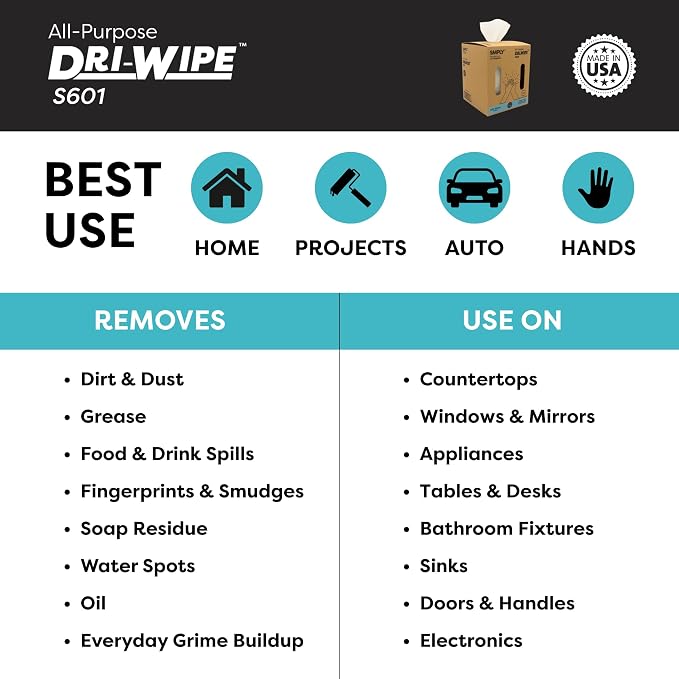 Dri-Wipe S601 by SMPLY Brands – All-Purpose Disposable Cleaning Wipes, 252 Wipes - Image 3
