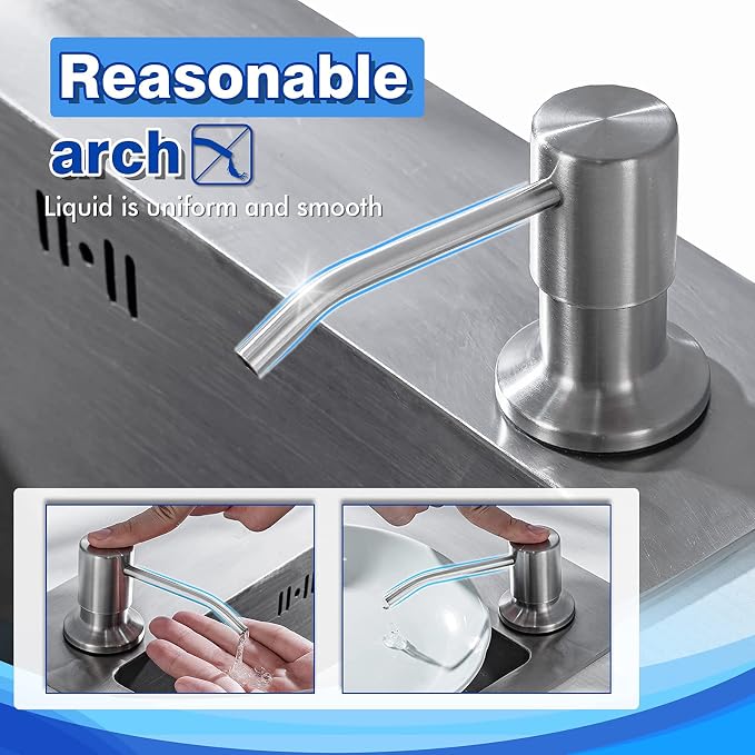 Built in Soap Dispenser for Kitchen Sink WEWE, Stainless Steel Brushed Nickel - Image 2
