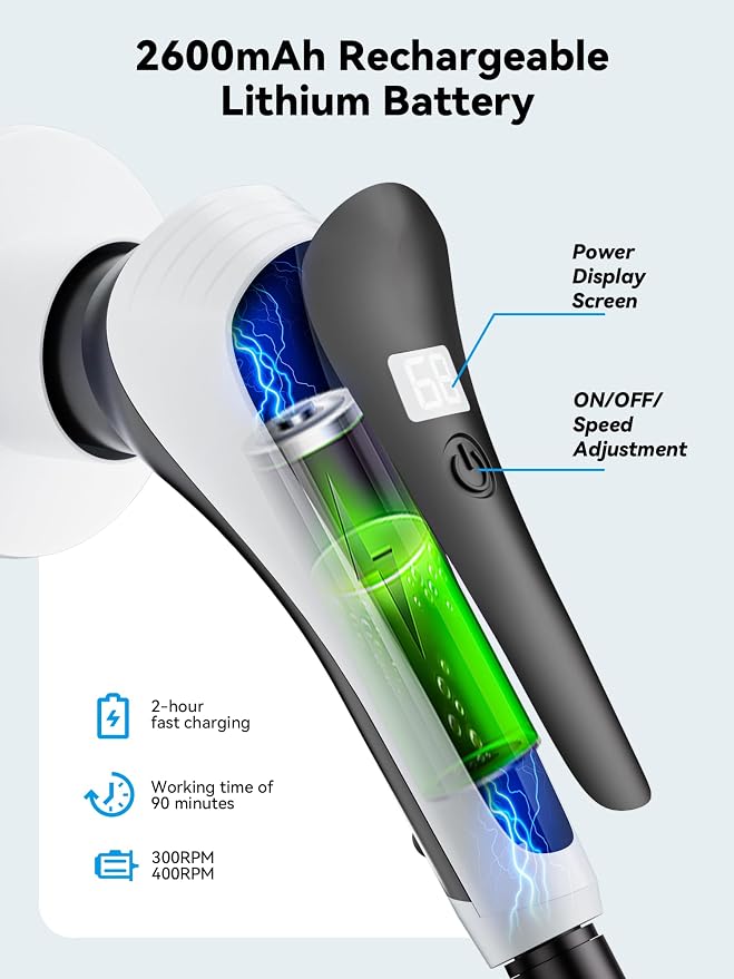 Electric Spin Scrubber, Cordless Cleaning Brush - Image 6