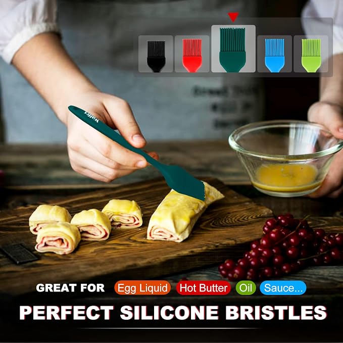Walfos Silicone Basting Brush Set, 5 Pieces Heat Resistant Pastry Brush - Image 3