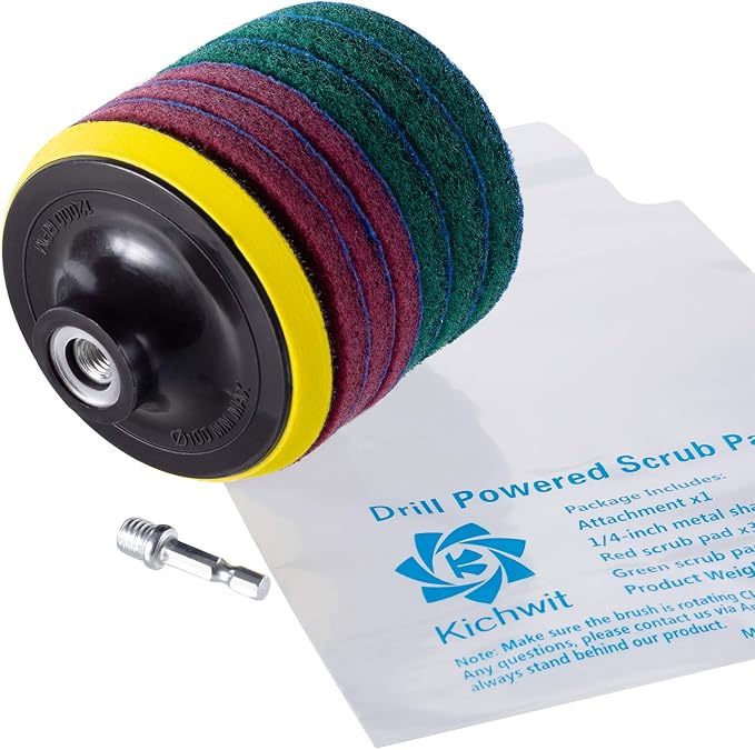 Kichwit 4 Inch Drill Power Brush Tile Scrubber Scouring Pads Cleaning Kit - Image 5
