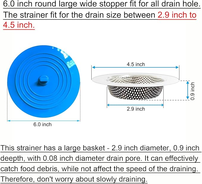 4PCS Kitchen Sink Strainer Stopper Kit, Universal Silicone Sink Drain Plug Cover - Image 3