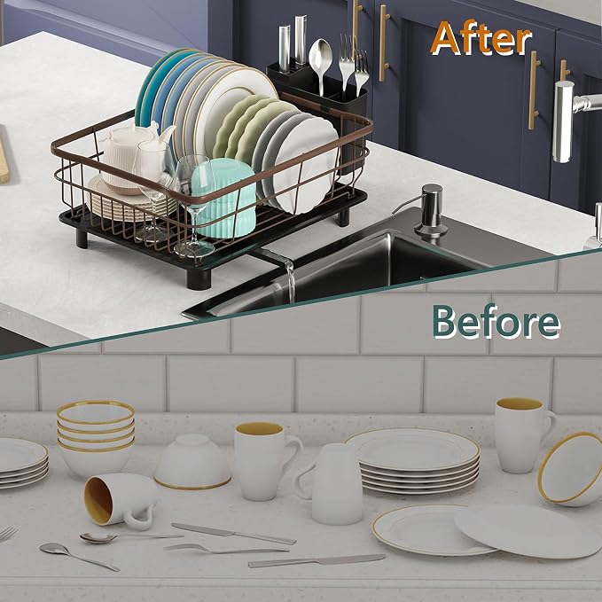 Iron Dish Drying Rack with Drainboard Dish Drainers - Image 5