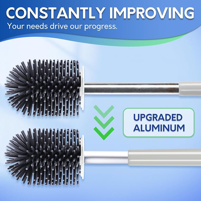 BOOMJOY Toilet Brush and Holder Set, Silicone Toilet Bowl Cleaner Brush - Image 4