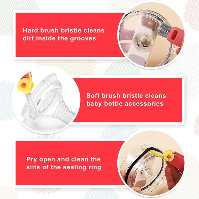 3pcs Silicone Straw Brush and Cup Lid Cleaning Brush, Ultra Long Straw Cleaning - Image 5