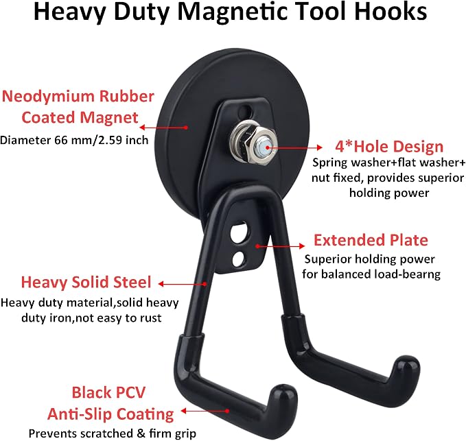 ULIBERMAGNET Large Magnetic Hooks, Strong Heavy Duty Magnet Hooks - Image 7
