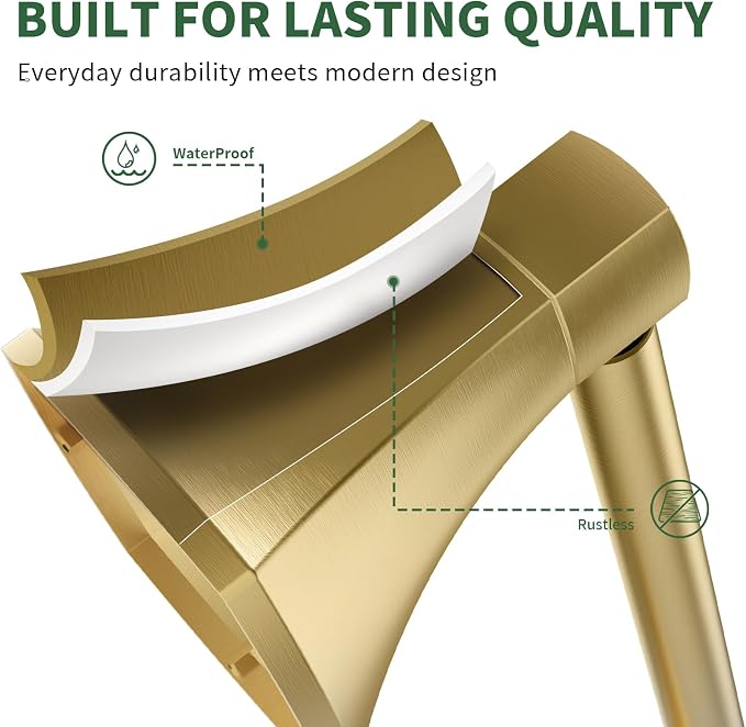 Toilet Paper Holder Wall Mount Brushed Gold Double Post Pivoting Tissue Roll - Image 4