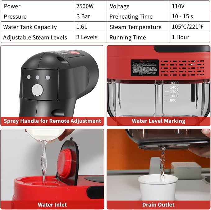 Handheld Steam Cleaner for Home, 2500W High Temperature Pressurized Machine - Image 6