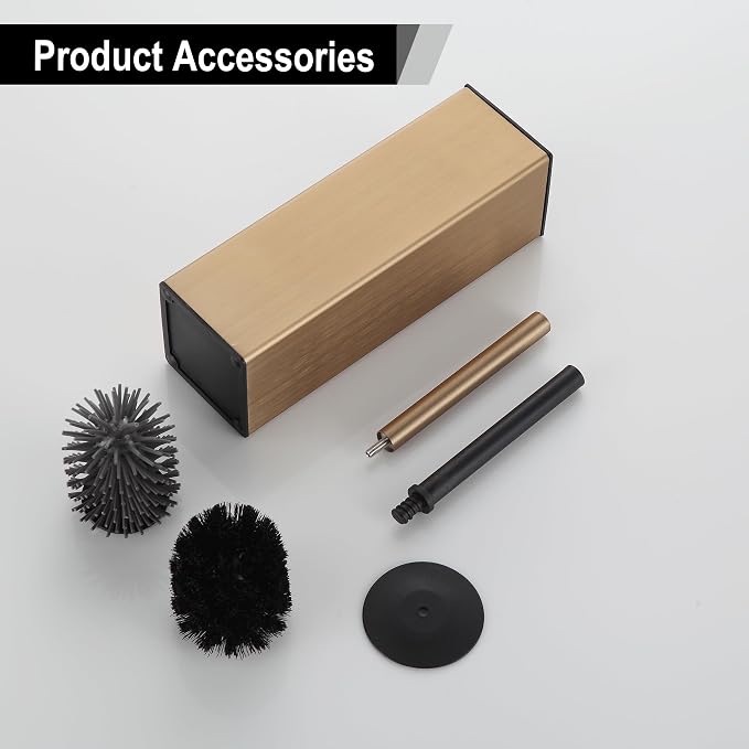 BGL Toilet Brush with Holder for Bathroom Matte Brushed Brass Aluminium - Image 7