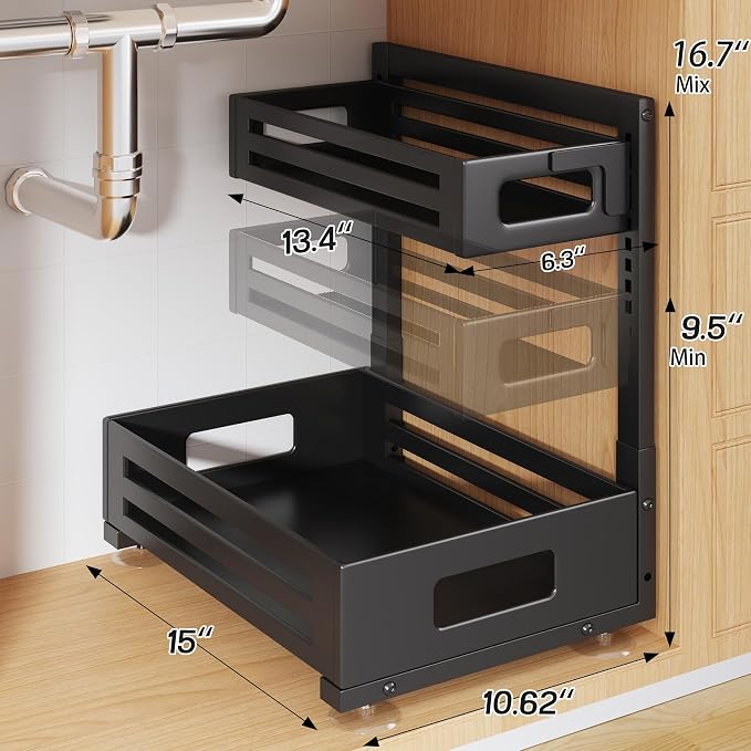 1 Pack Under Sink Organizer, Pull Out Cabinet Organizer - Image 2
