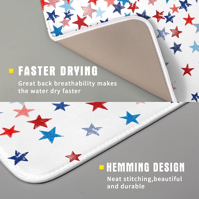 4th of July Dish Drying Mat for Kitchen Counter Patriotic Holiday Microfiber - Image 3