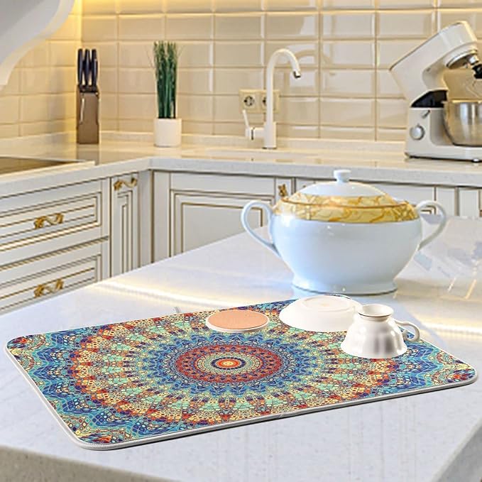 Bohemian Mandala Dish Drying Mat - Image 6