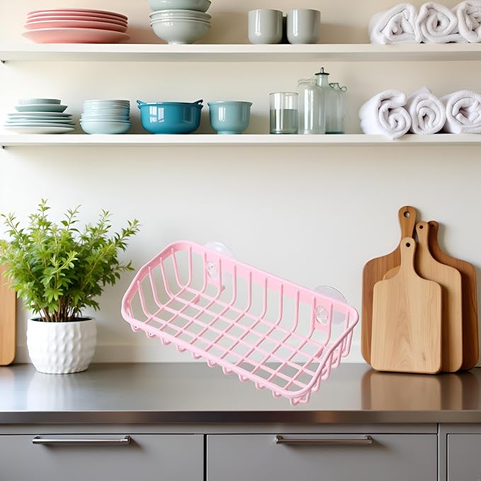 Pink Multifunctional Drain Rack, Hanging Storage Rack Drain Rack Sink Shelf - Image 6